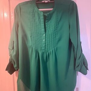 Old Navy Emerald Green Blouse with Button Detail